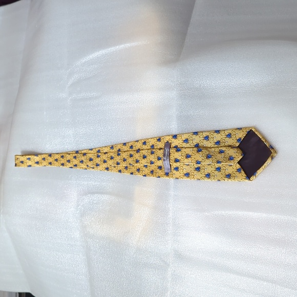 Van Heusen Silk Tie Gold and Blue Size 3 3/4" x 58" - Picture 2 of 5